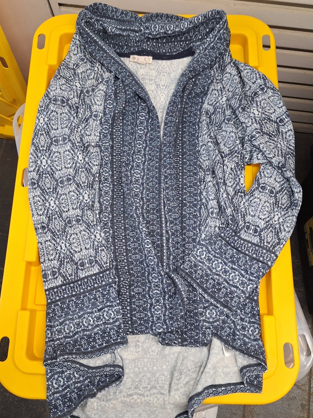 Lila Rose Navy and White Patterned Cardigan